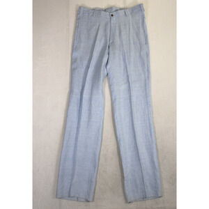 NWT Charleston Khakis Pants Men Sz. 38 Blue Linen Un-Hemmed Casual Dress Pants